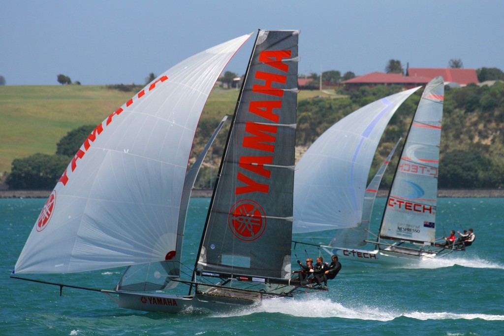 Yamaha and C-Tech - 18ft Skiff Nationals - Day 2, January 20, 2013 photo copyright Richard Gladwell www.photosport.co.nz taken at  and featuring the  class