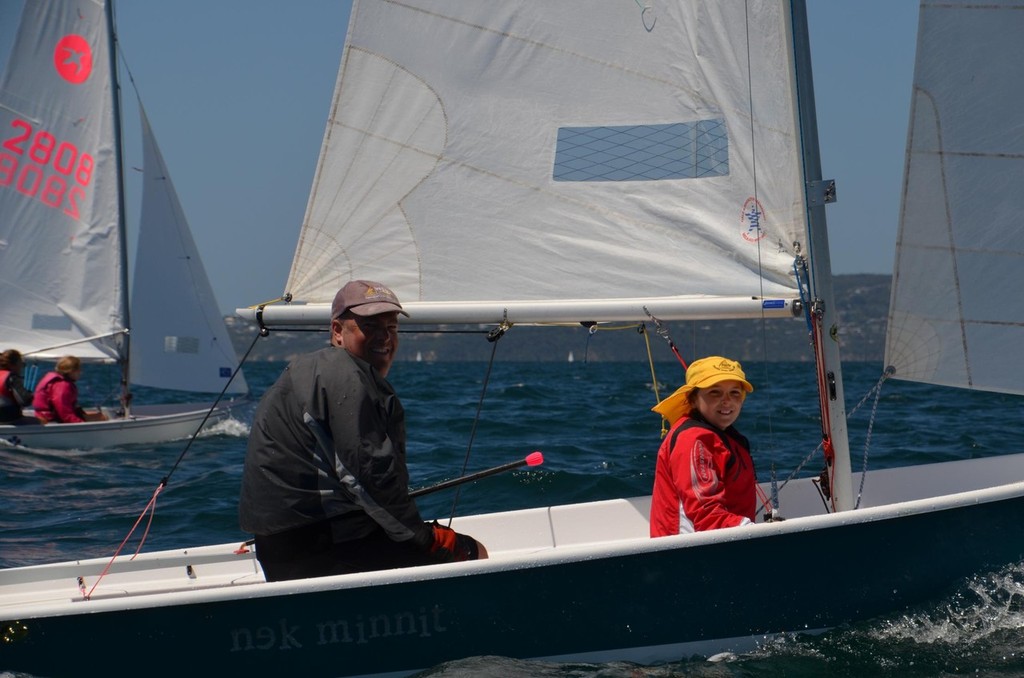 Chris and Ella Dean enjoying the conditions at McCrae - Ronstan Pacer Australian Championship 2012/13 photo copyright Rhenny Fermor taken at  and featuring the  class