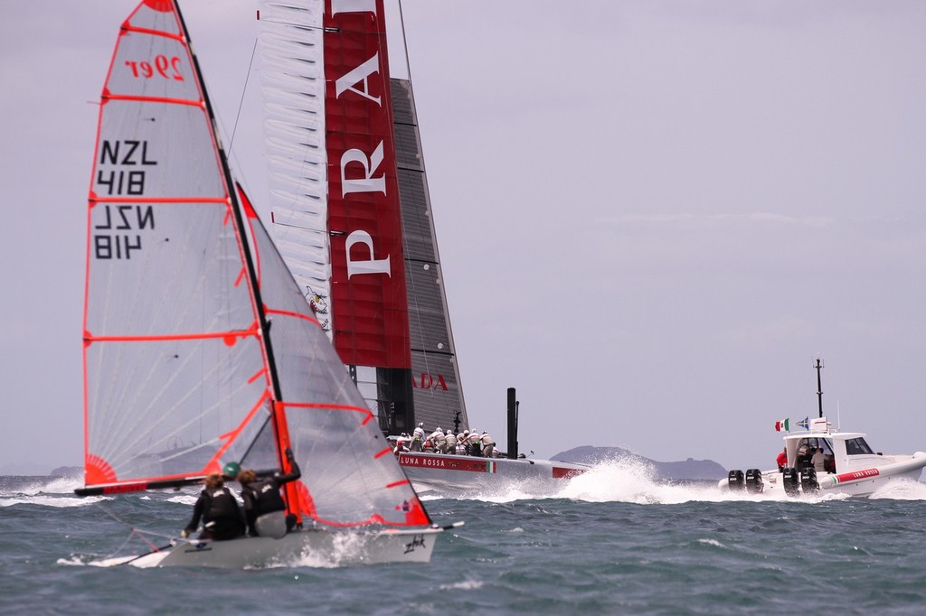 Luna Rossa has a look then takes off - NZ 29er National Championships 2013 photo copyright John Adair taken at  and featuring the  class