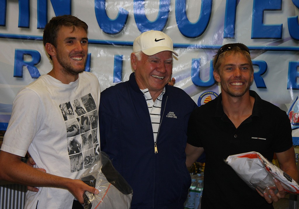 League legend John Cootes, the event sponsor, was on hand to present the trophies - 2013 Australian F18 National Championships photo copyright Mark Rothfield taken at  and featuring the  class