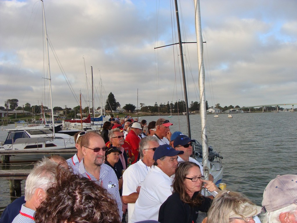 Spectators line the Goolwa Regatta Yacht Club's wharf - The Marina Hindmarsh Island Milang-Goolwa Freshwater Classic. © Louise Edwards