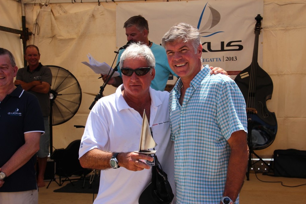 Geoff Boettcher accepting his PHS victory trophy - Lexus Adelaide to Port Lincoln Yacht Race photo copyright Janine Kemp taken at  and featuring the  class