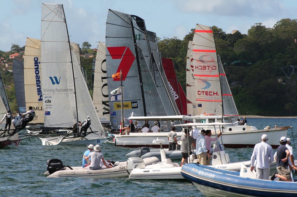 Action from the JJ Giltinan 18ft Skiff Championship 2013 &copy; Lyn Holland