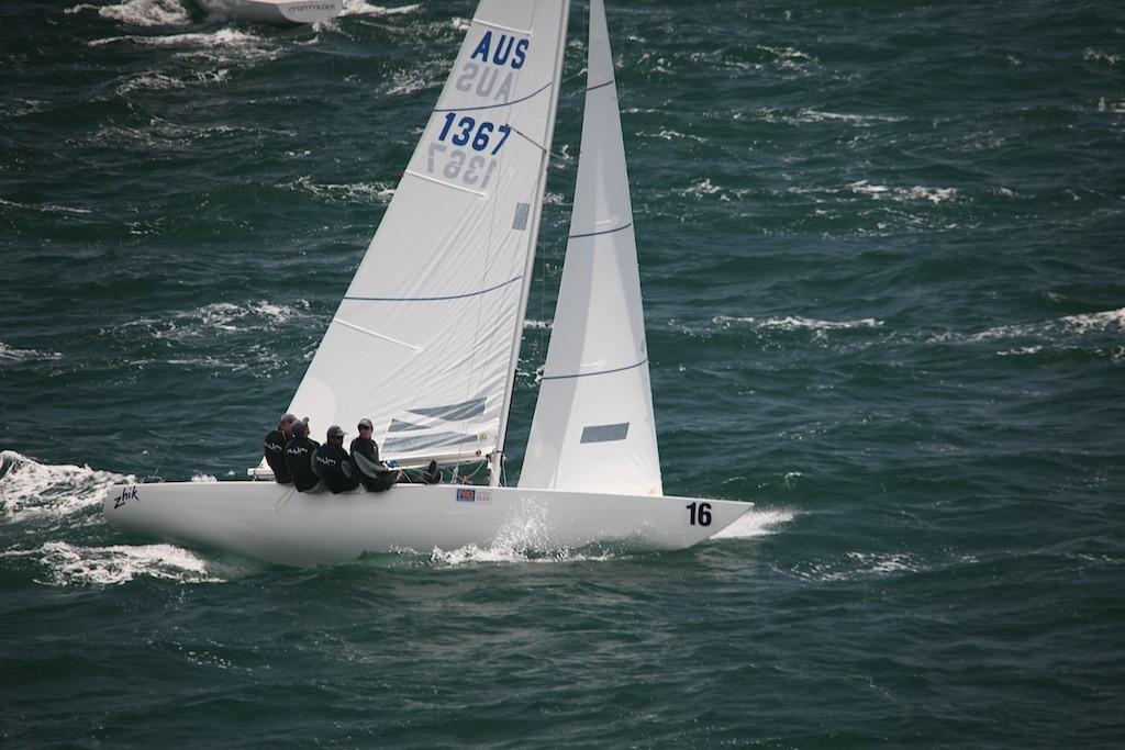 A forgettable day for Torvar Mirsky (Chilli Plum) with damage and a black flag disqualification. - Prochoice Safety Gear Etchells Nationals photo copyright Bernie Kaaks taken at  and featuring the  class
