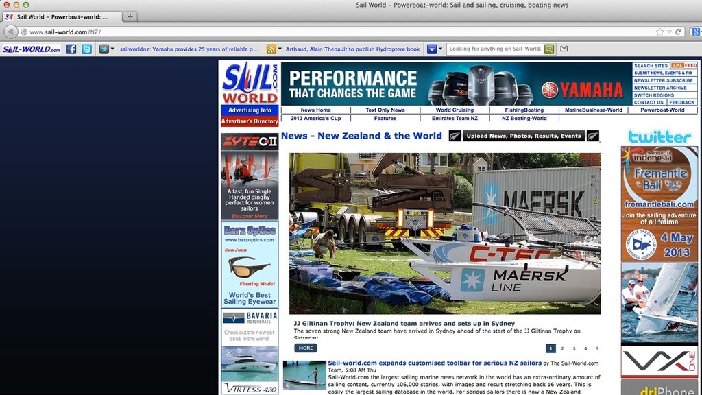 The Sail-World toolbar fits easily into your web browser, giving a new window on the sailing world photo copyright SW taken at  and featuring the  class