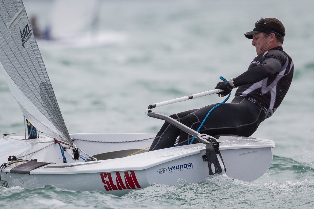 Andrew Murdoch sails his Finn at Oceanbridge Sail Auckland 2013. Auckland, New Zealand, 2 February 2013. Photo: Gareth Cooke/Subzero photo copyright Gareth Cooke - Subzero Images http://www.subzeroimages.com taken at  and featuring the  class