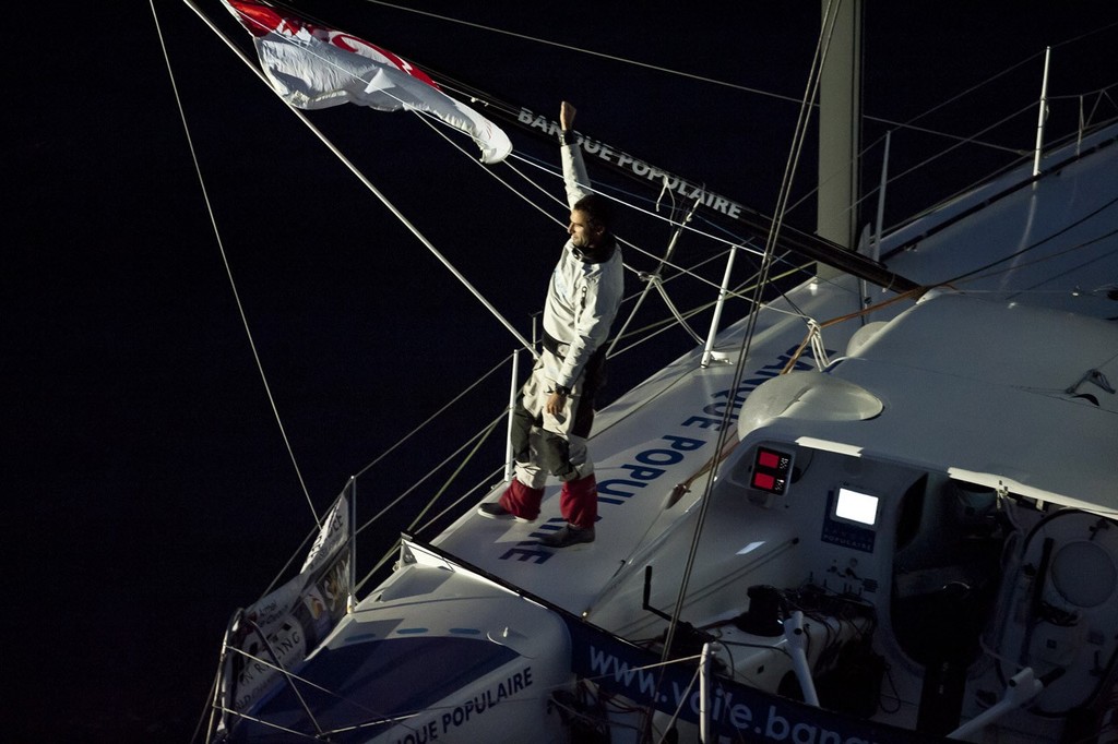 Vendee Globe finish for Armel Le Cleac’h (FRA) / Banque Populaire<br />
<br />
After 78D 05H 33MN 52SEC - 2nd Place © Olivier Blanchet www.oceanracing.org