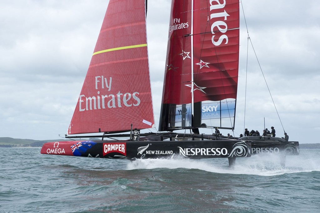 Emirates Team New Zealand. Day 11 of testing for the team's first AC72. Hauraki Gulf, Auckland. 16/10/2012 photo copyright Chris Cameron/ETNZ http://www.chriscameron.co.nz taken at  and featuring the  class