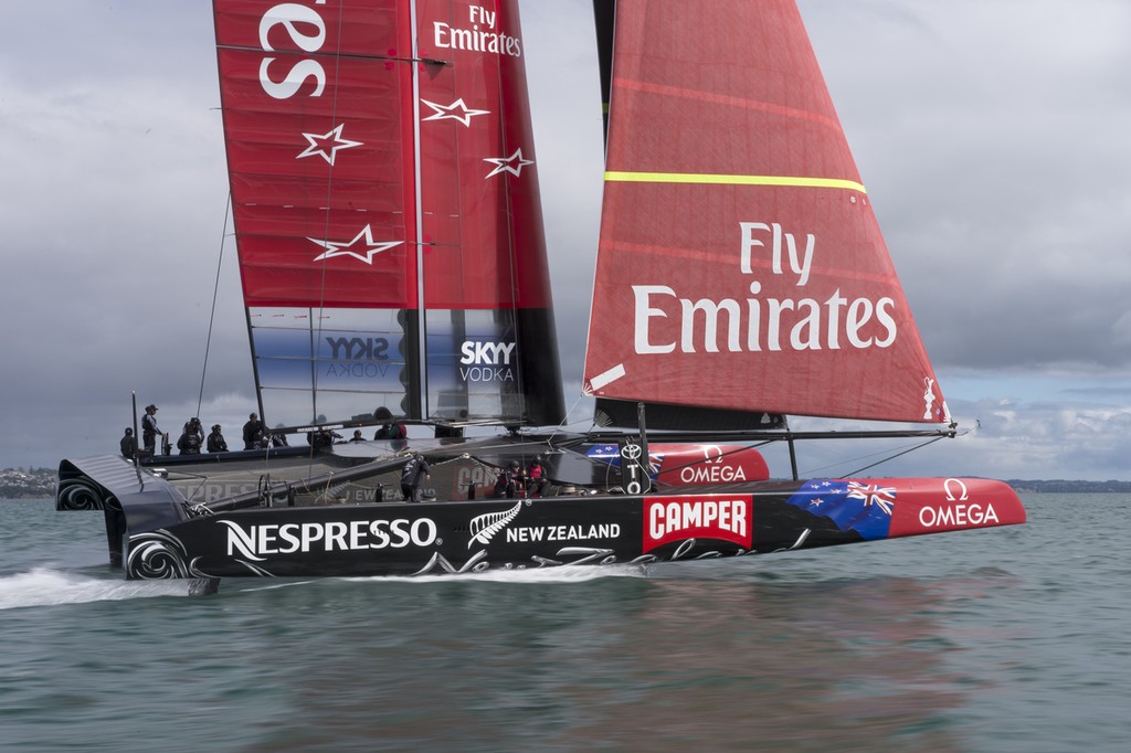 Emirates Team New Zealand, NZL5 sailing for the third day of testing. 15/2/2013 © Chris Cameron/ETNZ http://www.chriscameron.co.nz