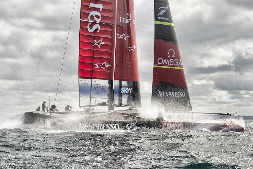 Emirates Team New Zealand, NZL5 sailing for the third day of testing. 15/2/2013 © Chris Cameron/ETNZ http://www.chriscameron.co.nz