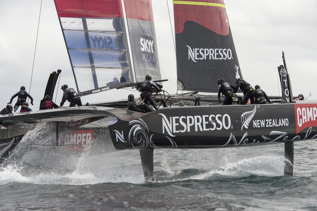Emirates Team New Zealand, NZL5 sailing for the third day of testing. 15/2/2013 © Chris Cameron/ETNZ http://www.chriscameron.co.nz