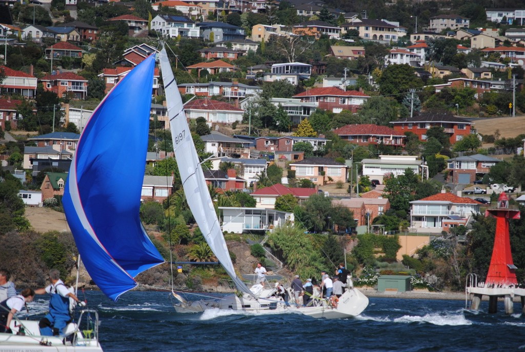 Pisces broached shortly after but recovered quickly. - Bruny Island Yacht Race 2013 © Peter Campbell