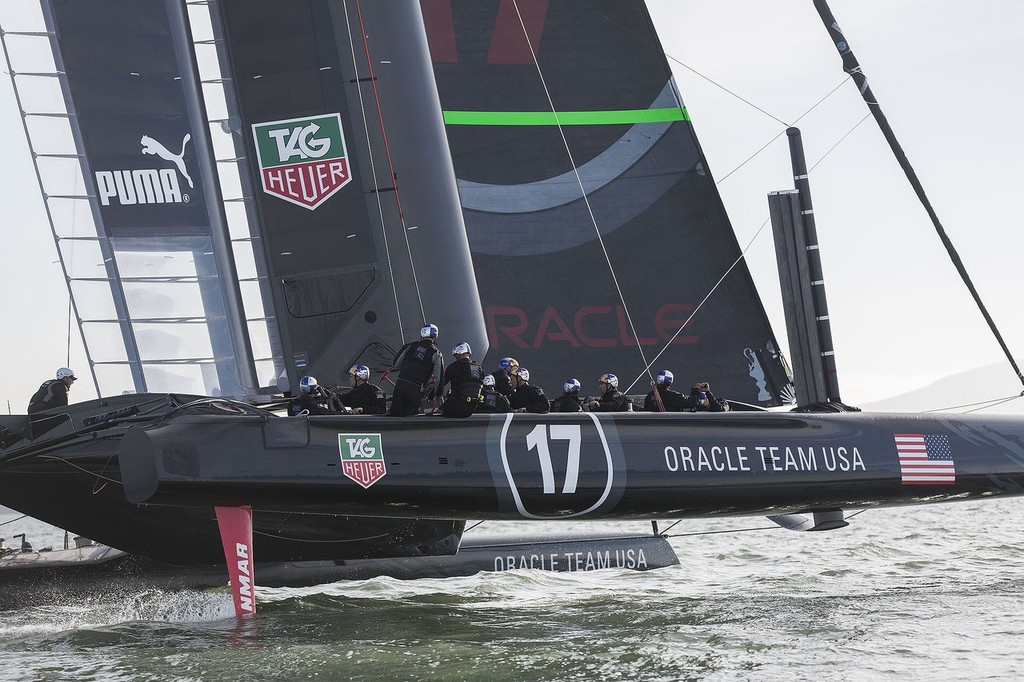 17 is back sailing / SFO Feb Testing Session / ORACLE TEAM USA / San Francisco (USA) / 04-02-2013 photo copyright Guilain Grenier Oracle Team USA http://www.oracleteamusamedia.com/ taken at  and featuring the  class