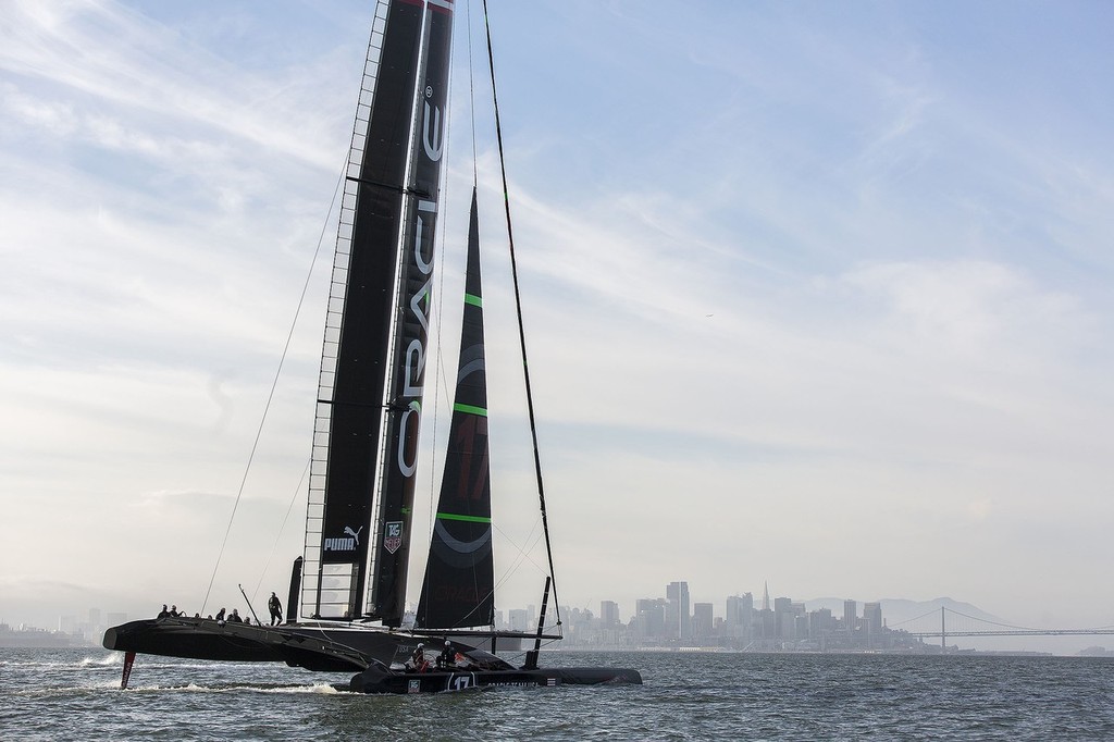 17 is back sailing / SFO Feb Testing Session / ORACLE TEAM USA / San Francisco (USA) / 04-02-2013 photo copyright Guilain Grenier Oracle Team USA http://www.oracleteamusamedia.com/ taken at  and featuring the  class