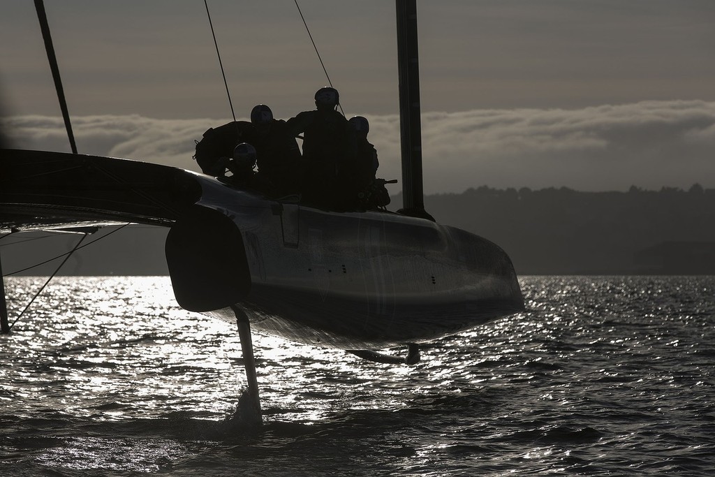 17 is back sailing / SFO Feb Testing Session / ORACLE TEAM USA / San Francisco (USA) / 04-02-2013 photo copyright Guilain Grenier Oracle Team USA http://www.oracleteamusamedia.com/ taken at  and featuring the  class