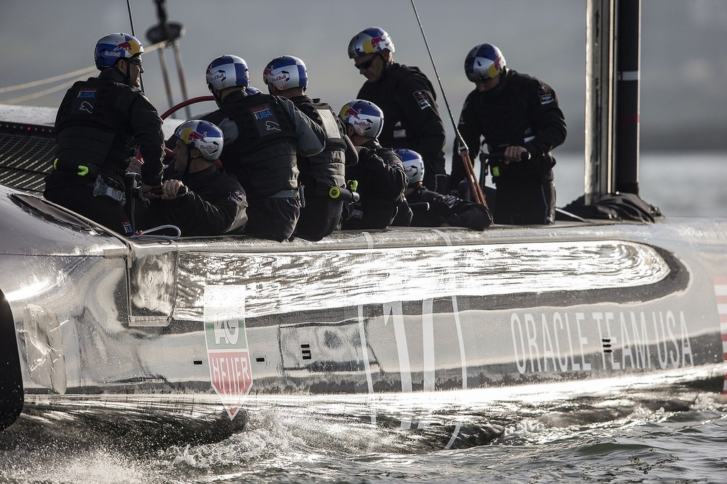 17 is back sailing / SFO Feb Testing Session / ORACLE TEAM USA / San Francisco (USA) / 04-02-2013 photo copyright Guilain Grenier Oracle Team USA http://www.oracleteamusamedia.com/ taken at  and featuring the  class