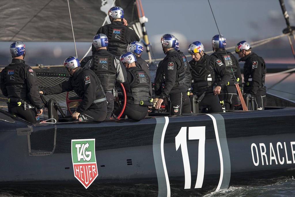 17 is back sailing / SFO Feb Testing Session / ORACLE TEAM USA / San Francisco (USA) / 04-02-2013 photo copyright Guilain Grenier Oracle Team USA http://www.oracleteamusamedia.com/ taken at  and featuring the  class