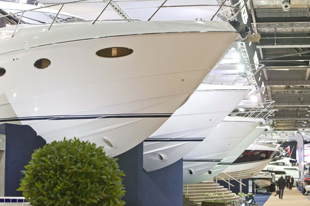 The Princess Yachts display at the Tullett Prebon London Boat Show, ExCeL, London. photo copyright onEdition http://www.onEdition.com taken at  and featuring the  class