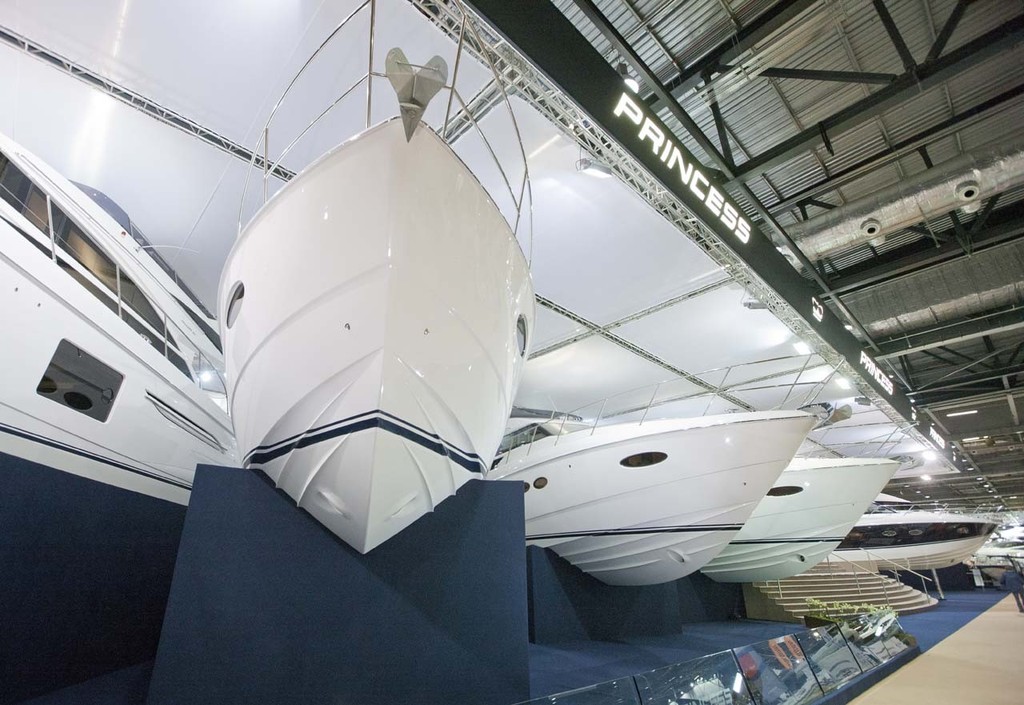 The Princess Yachts stand at the Tullett Prebon London Boat Show, ExCeL, London. photo copyright onEdition http://www.onEdition.com taken at  and featuring the  class