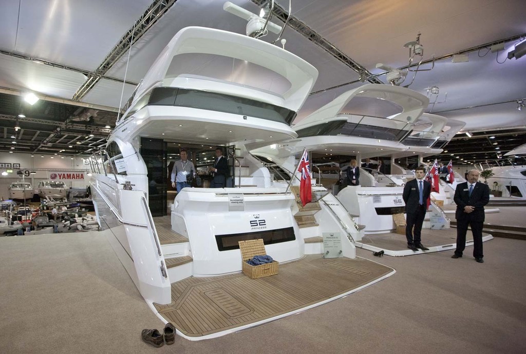 A 52 Princess Yacht on display for the global launch, at the Tullett Prebon London Boat Show, ExCeL, London. © onEdition http://www.onEdition.com