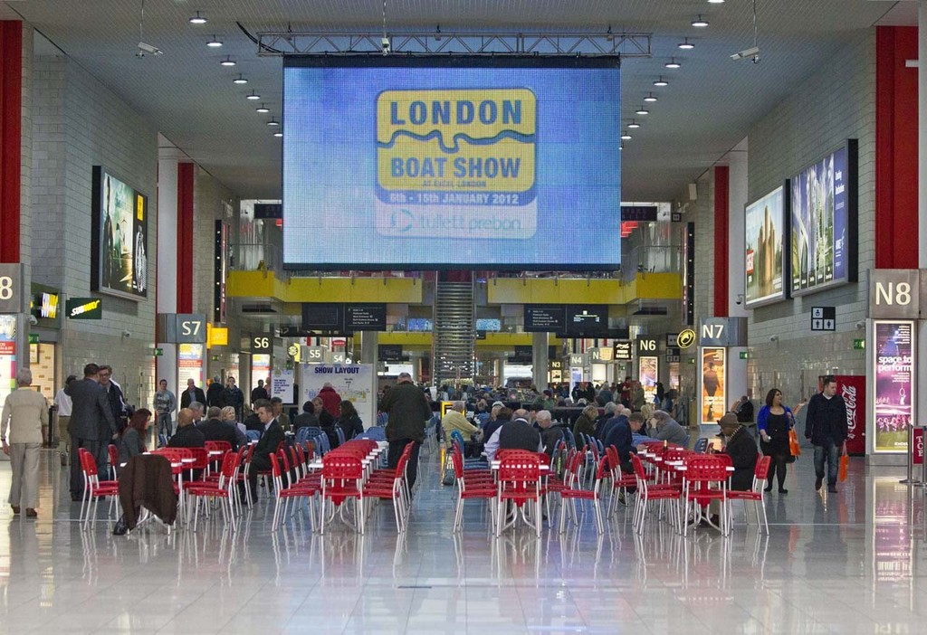 Visitors enjoying lunch at the Tullett Prebon London Boat Show, ExCeL, London. photo copyright onEdition http://www.onEdition.com taken at  and featuring the  class