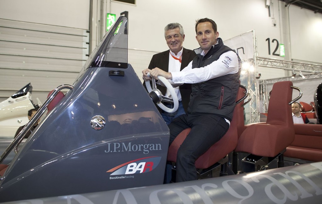 Sir Ben Ainslie with Patrick Byrne, MD of Scorpion RIBs at the unveiling of his new Scopion RIB which will be the support boat for Ben Ainslie racing in the Americas Cup, at the 2013 Tullett Prebon London Boat Show, ExCeL, London. - 2013 London Boat Show photo copyright onEdition http://www.onEdition.com taken at  and featuring the  class