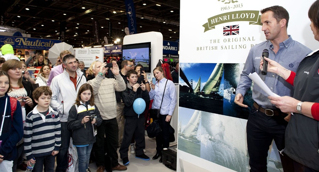 Sir Ben Ainslie on the Henri Lloyd stand at the 2013 Tullett Prebon London Boat Show, ExCeL, London © onEdition http://www.onEdition.com