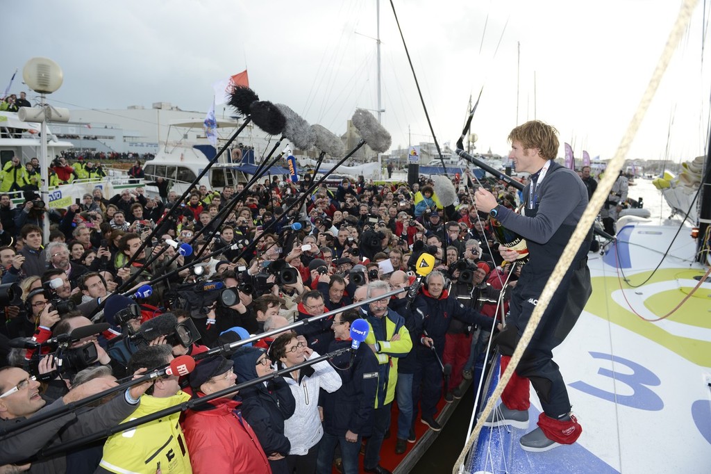 Vendee Globe Finish For Francois Gabart (Fra) / Macif After 78d 02h 16mn 40sec / Winner - Photo Vincent Curutchet &copy; DPPI / Vendee Globe http://www.vendeeglobe.org/en/