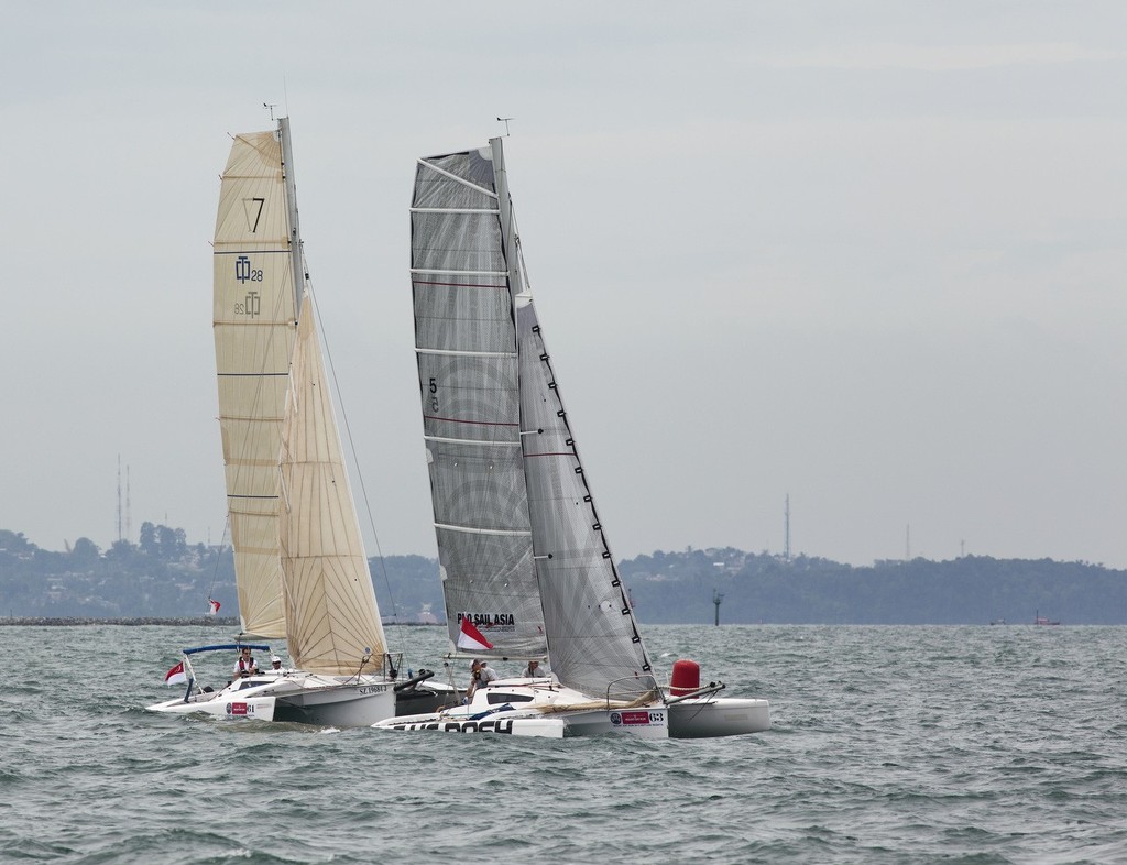 Mt Gay Rum 2013 Neptune Regatta, Nongsa windward-leeward race. Multuhull Racing start. © Guy Nowell http://www.guynowell.com