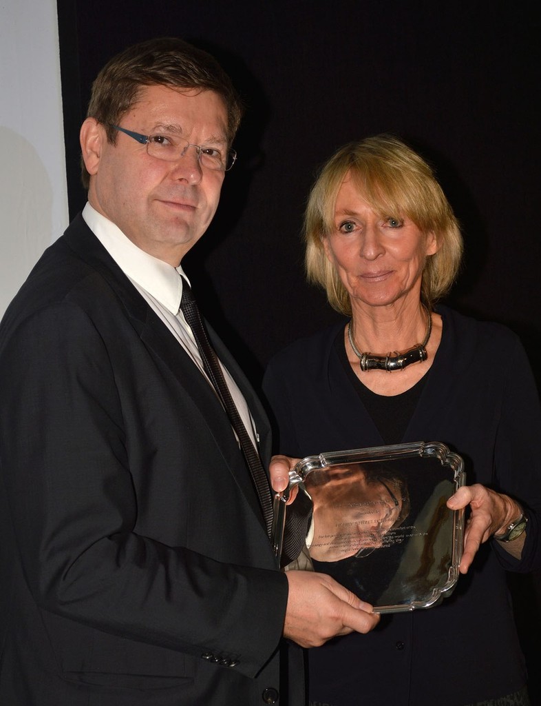 2012 YJA Pantaenius Yachtsman of the Year award lunch at Trinity House, London. Paul Strezlecki, son of Henry Strezlecki, collects the YJA Lifetime Achievement award posthumously on behalf of his Father, who died on Boxing Day 2012. © Peter Bentley