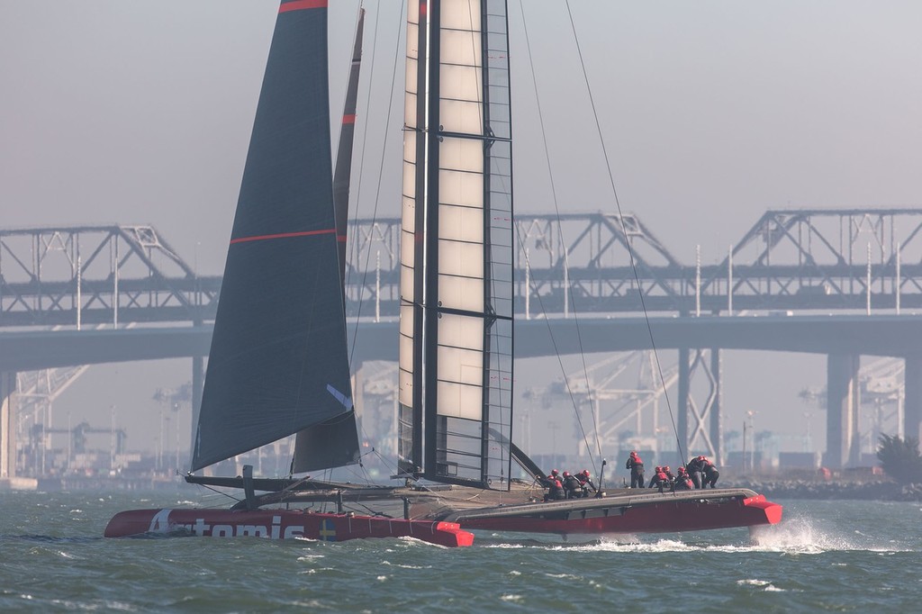 12/02/2013 - San Francisco (USA) - 34th America's Cup - AC72 training in the Fog, Artemis Racing photo copyright Americas Cup Media www.americascup.com taken at  and featuring the  class