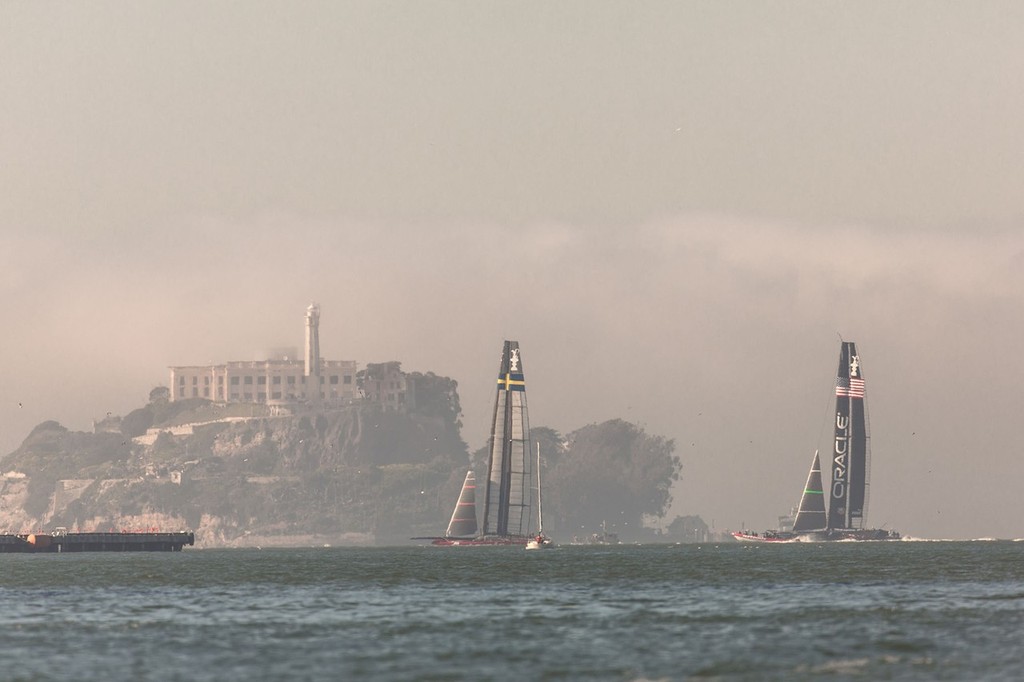 12/02/2013 - San Francisco (USA) - 34th America's Cup - AC72 training in the Fog photo copyright Americas Cup Media www.americascup.com taken at  and featuring the  class