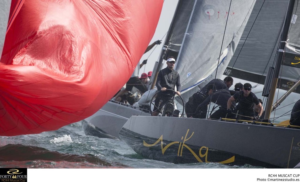 Vladimir Prosikhin at the helm of Team Nika (RUS 10)  - 2013 RC44 Oman Cup photo copyright RC44 Class/MartinezStudio.es taken at  and featuring the  class