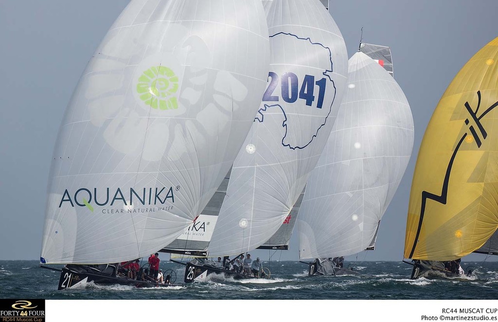 Katusha leading the fleet downwind - 2013 RC44 Oman Cup © RC44 Class/MartinezStudio.es