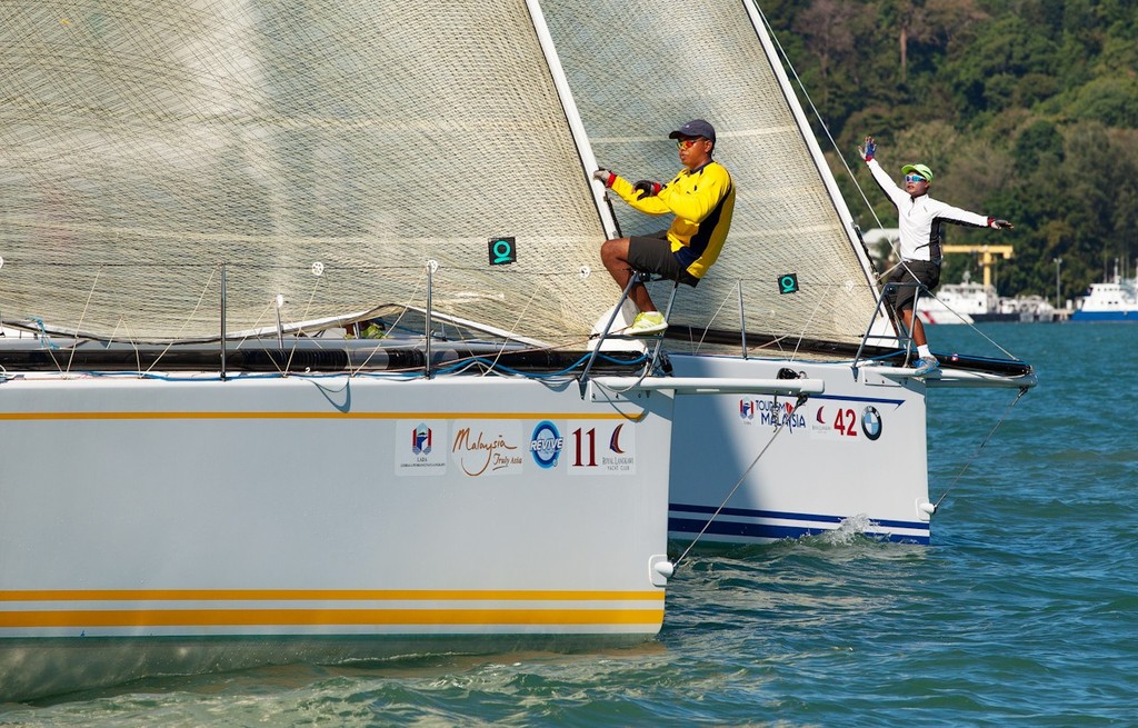 Royal Langkawi International Regatta 2013. Royal Malaysian Navy - Utarid and Uranus. 3, 2, 1… photo copyright Guy Nowell http://www.guynowell.com taken at  and featuring the  class