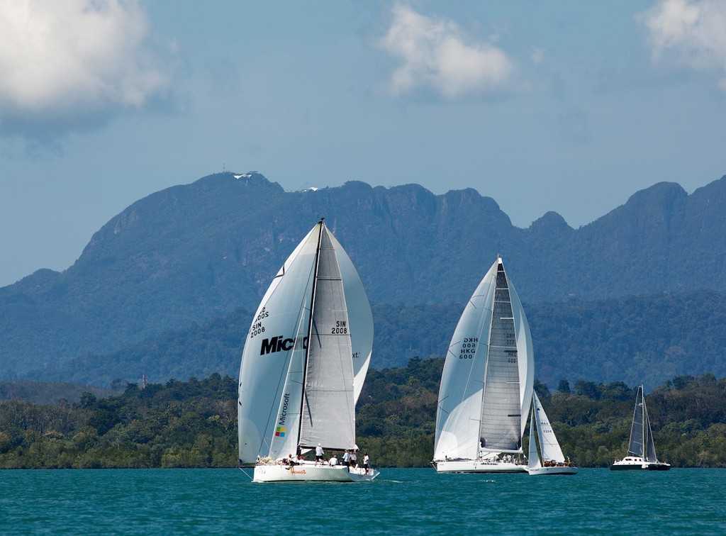 Royal Langkawi International Regatta 2013. Walawala and Jelik under Mt Macinchang. © Guy Nowell http://www.guynowell.com