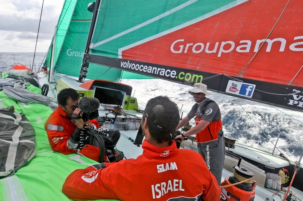 MCM Yann Riou at work on board Groupama on Leg 1 of the 2011/12 Race © Volvo Ocean Race http://www.volvooceanrace.com