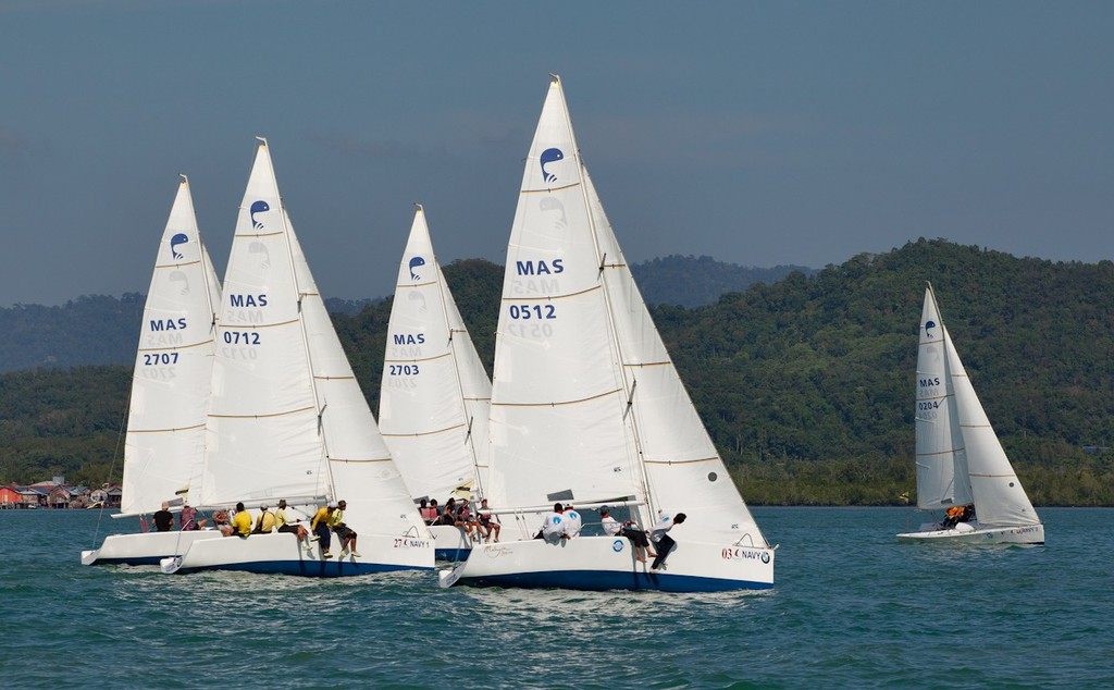 Royal Langkawi International Regatta 2013 - another contested start for the Platus. photo copyright Guy Nowell http://www.guynowell.com taken at  and featuring the  class