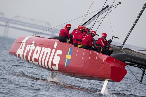 With her current foils, Artemis Racing would seem to be a semi-foiler only  © Luna Rossa Challenge 2013 http://www.lunarossachallenge.com/