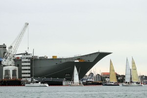 The AP finally comes down and the boats can get ready to race - Festival of Sail - Melbourne to Geelong passage race photo copyright  Alex McKinnon Photography http://www.alexmckinnonphotography.com taken at  and featuring the  class