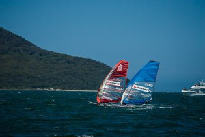 Steve Allen and Jesper Vesterstrom battle - Photo by Rob Plim. - 2013 Qantas Downunder Pro photo copyright Rob Plim taken at  and featuring the  class