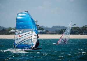 Jesper Vesterstrom leads upwind in Race 5 - Photo by Rob Plim. - 2013 Qantas Downunder Pro photo copyright Rob Plim taken at  and featuring the  class