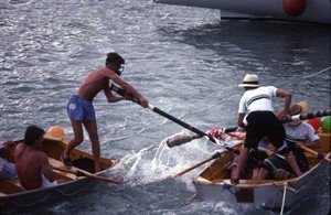 Dinghy jousting was part of the lay-day entertainment photo copyright Sandy Peacock taken at  and featuring the  class