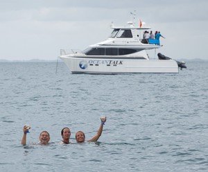 Mt Gay Rum 2013 Neptune Regatta, Minx crew swimming on the equator photo copyright Guy Nowell http://www.guynowell.com taken at  and featuring the  class