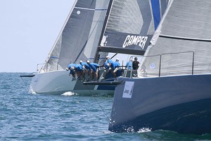 Calm 2 heads away from Shogun V - TP52 Southern Cross Cup 2013 photo copyright Teri Dodds http://www.teridodds.com taken at  and featuring the  class