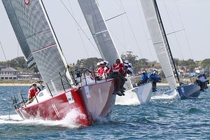 Scarlet Runner with Calm 2 and Shogun close behind - TP52 Southern Cross Cup 2013 photo copyright Teri Dodds http://www.teridodds.com taken at  and featuring the  class