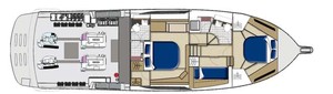 The 565 features a stately full-beam master suite with king size bed, large hull window, television and DVD player photo copyright Riviera . http://www.riviera.com.au taken at  and featuring the  class