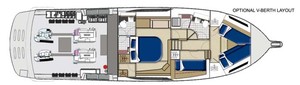 The 565 offers a flexible accommodation plan with the option for queen island bed or triple bunks in the forward cabin photo copyright Riviera . http://www.riviera.com.au taken at  and featuring the  class