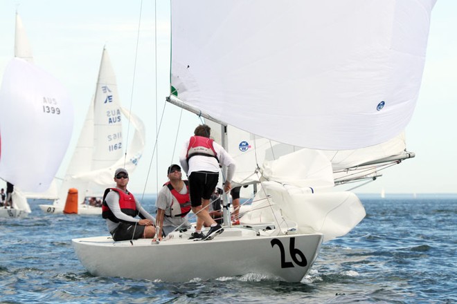 On water action with eventual winners, Magpie. - Entire 2013 Etchells Victorian Championship ©  Alex McKinnon Photography http://www.alexmckinnonphotography.com