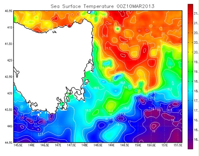 Chart showing sea surface temperatures © Carl Hyland